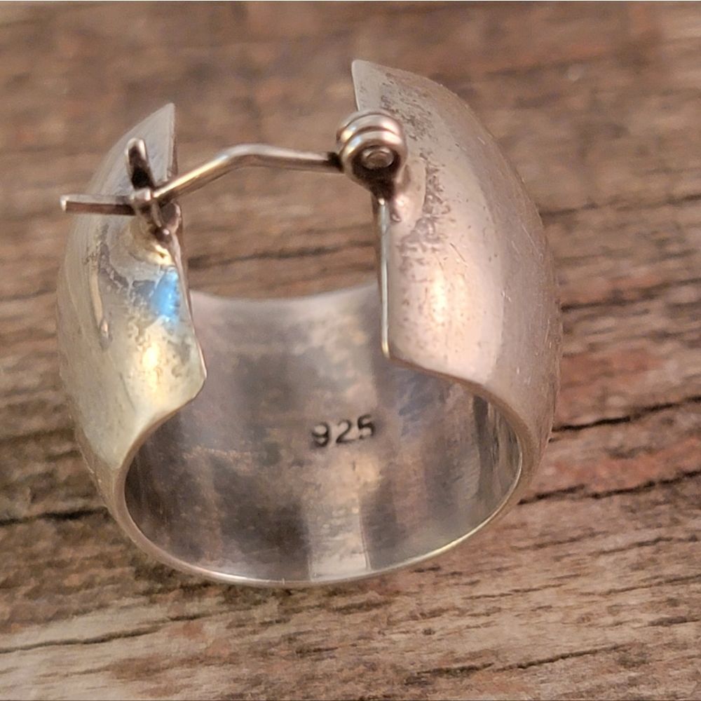 Sterling Extra Wide Rounded Hoop Earrings - Picture 5 of 8